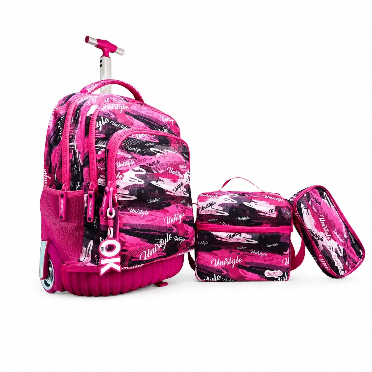 Pack Trolley 18 Pouces + Sac À Goûter Isotherme + Trousse 2 Zips - Fille Motif 1